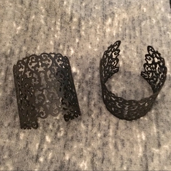 Geometric Black Cuff Bangle - Picture 5 of 7